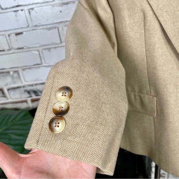 Vintage 80s Even Picone Wool Blend Tan Neutral Academia Blazer 10 - Picture 4 of 12